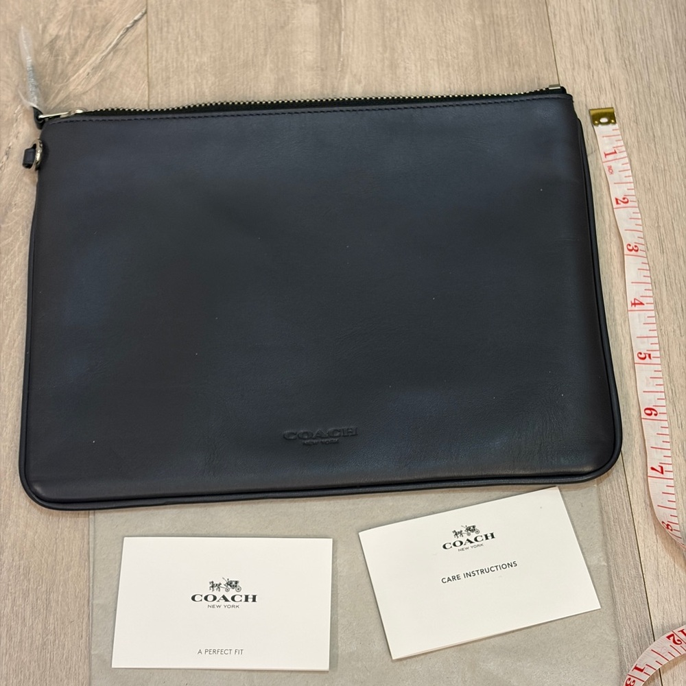 Coach Black Leather Zip Pouch